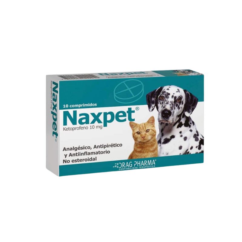 Naxpet 10 MG Naxpet 10 MG es un potente medicamento diseñado para ofrecer alivio eficaz en el tratamiento de diversas condiciones dolorosas y febrilidades en perros y gatos. Este comprimido oral contiene Ketoprofeno, un antiinflamatorio no esteroidal que ayuda a reducir el dolor, la fiebre y la inflamación, proporcionando una solución efectiva para mejorar la calidad de vida de tus mascotas. Ideal para el manejo de dolor postquirúrgico, osteoartritis y lesiones traumáticas, Naxpet 10 MG es una opción confiable para veterinarios y dueños de mascotas que buscan un alivio rápido y seguro para sus compañeros de cuatro patas.