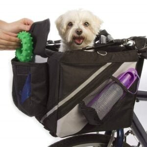 Canasto para perro bicicleta con mascota pequeña en manubrio