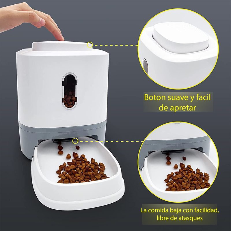 alimentador-automatico-para-perros.jpg Alimentador Automatico para Perros es un juguete dispensador automático, tu mascota podra jugar y comer con este alimentador yaque posee un diseño de botón