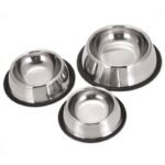 Comedero de acero inoxidable Comedero de acero inoxidable antideslizante para mascotas. Higiénico, resistente, seguro y apto para perros o gatos. Ideal para comida o agua.
