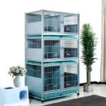 caniles-veterinario-web Canil veterinario metálico modular 3 pisos con capacidad de hasta 6 animales con división.