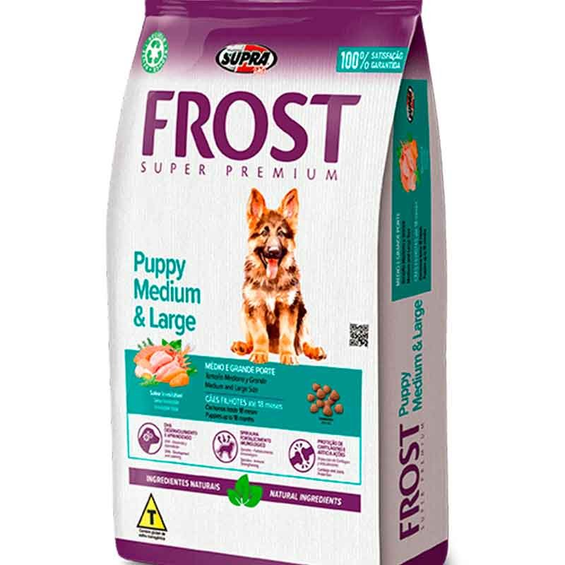 Frost Puppy Medium & Large | Saco de Alimento para Cachorros Frost puppy Medium Large alimento para cachorros medianos y grandes con DHA